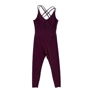 Zyia Active Reve Strappy Jumpsuit Women's M Claret Red Bodysuit Athletic Yoga